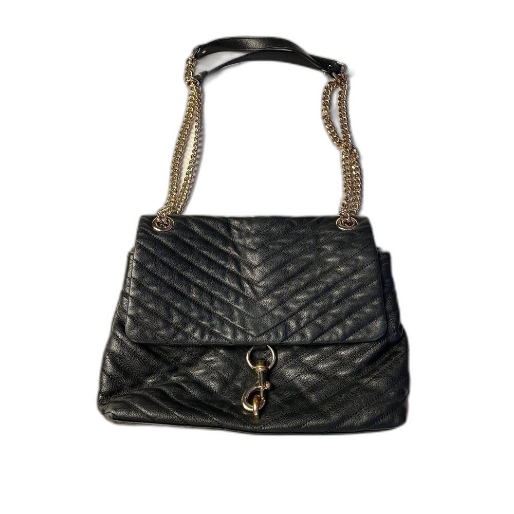 Rebecca Minkoff Edie Black Leather Quilted Shoulder Bag